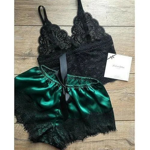 1 Set Women's Lace Nachtkleding Lingerie Tops Shorts Set