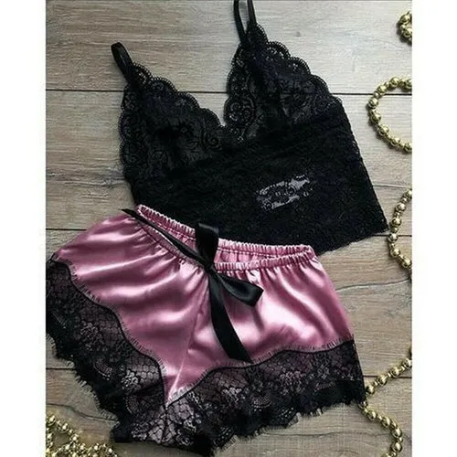 1 Set Women's Lace Nachtkleding Lingerie Tops Shorts Set
