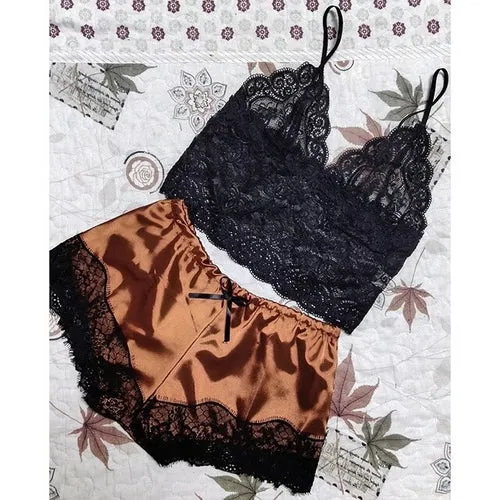 1 Set Women's Lace Nachtkleding Lingerie Tops Shorts Set