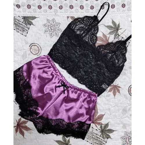 1 Set Women's Lace Nachtkleding Lingerie Tops Shorts Set
