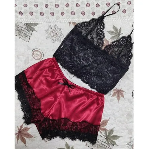 1 Set Women's Lace Nachtkleding Lingerie Tops Shorts Set