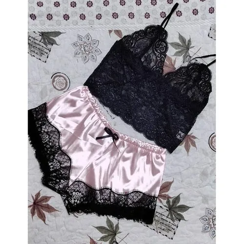 1 Set Women's Lace Nachtkleding Lingerie Tops Shorts Set