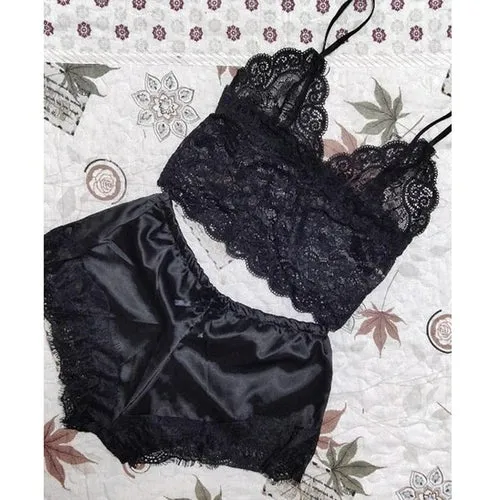 1 Set Women's Lace Nachtkleding Lingerie Tops Shorts Set