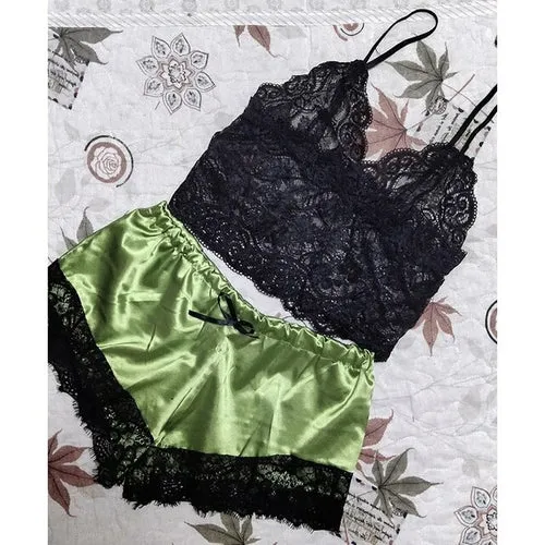 1 Set Women's Lace Nachtkleding Lingerie Tops Shorts Set