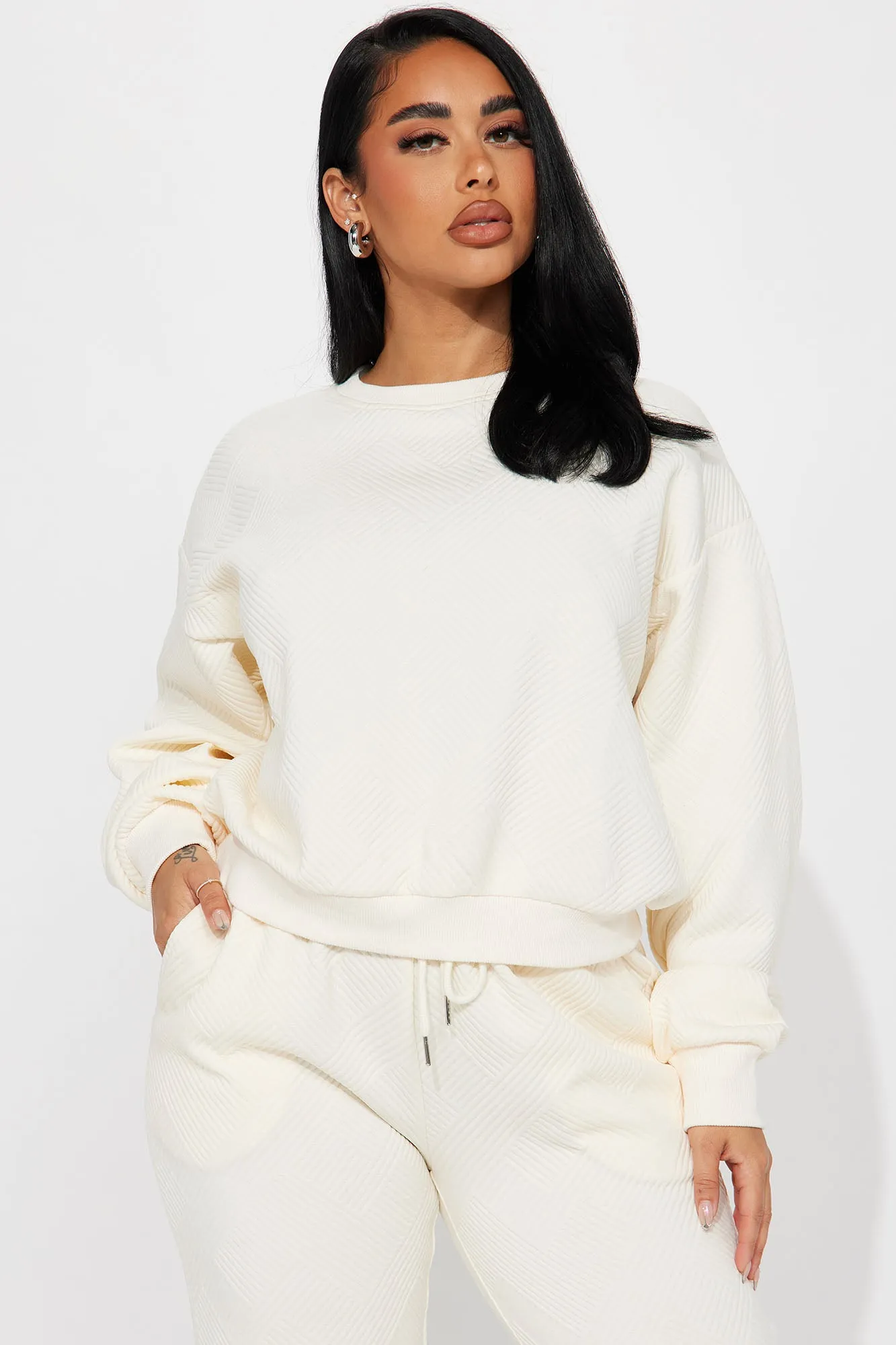 Annabelle Textured Sweatsuit - Cream