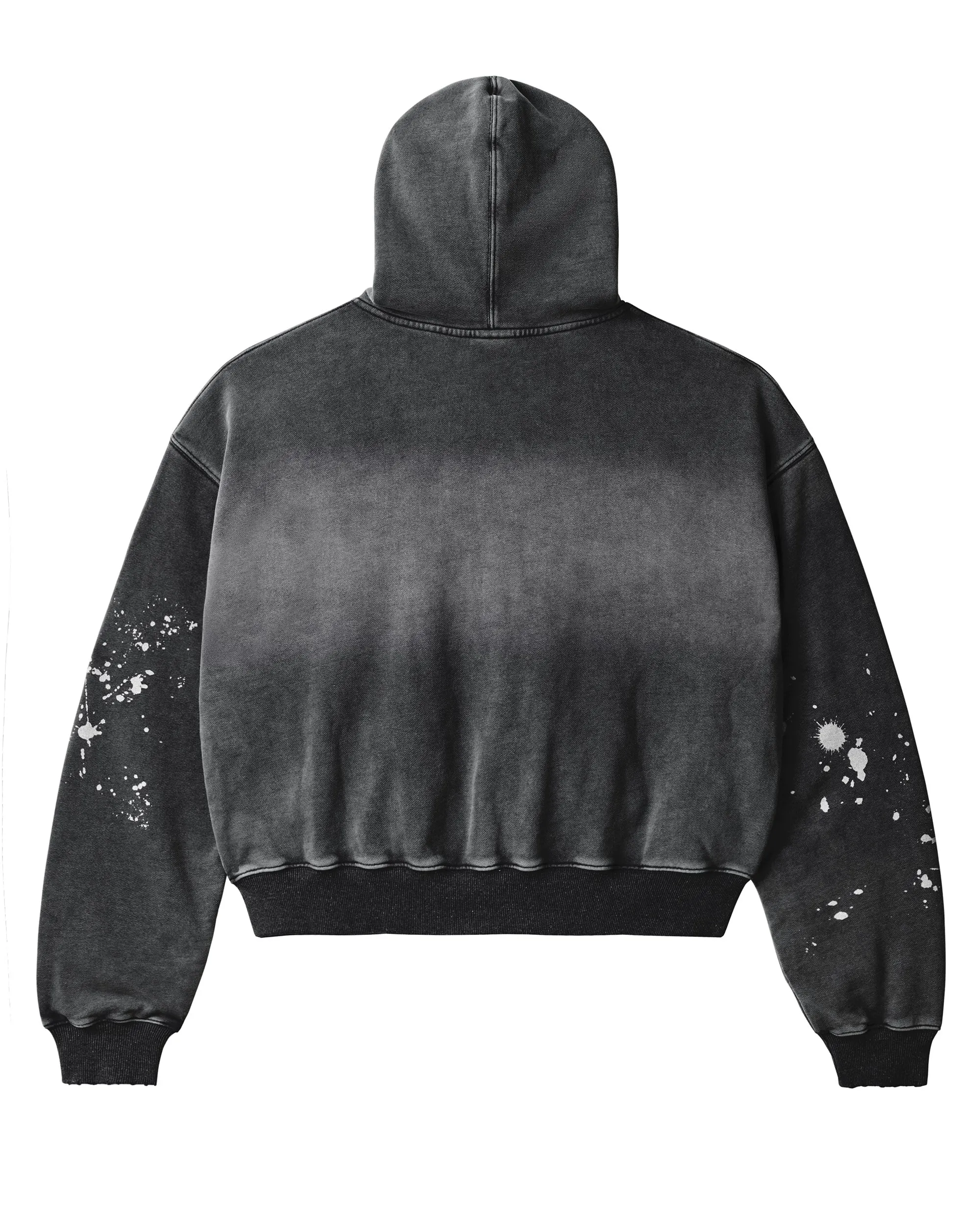 BLACK PAINT ZIP UP HOODIE