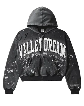 BLACK PAINT ZIP UP HOODIE