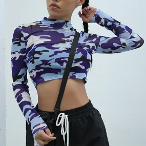Blue Camouflage Mesh Top Blue Camouflage Mesh Top