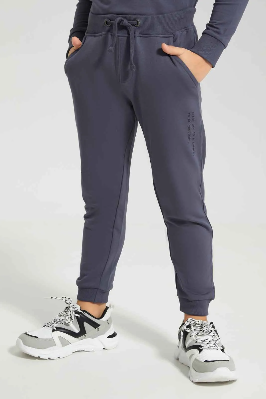 Boys Grey Printed Jogger Suit ( 2 Piece)