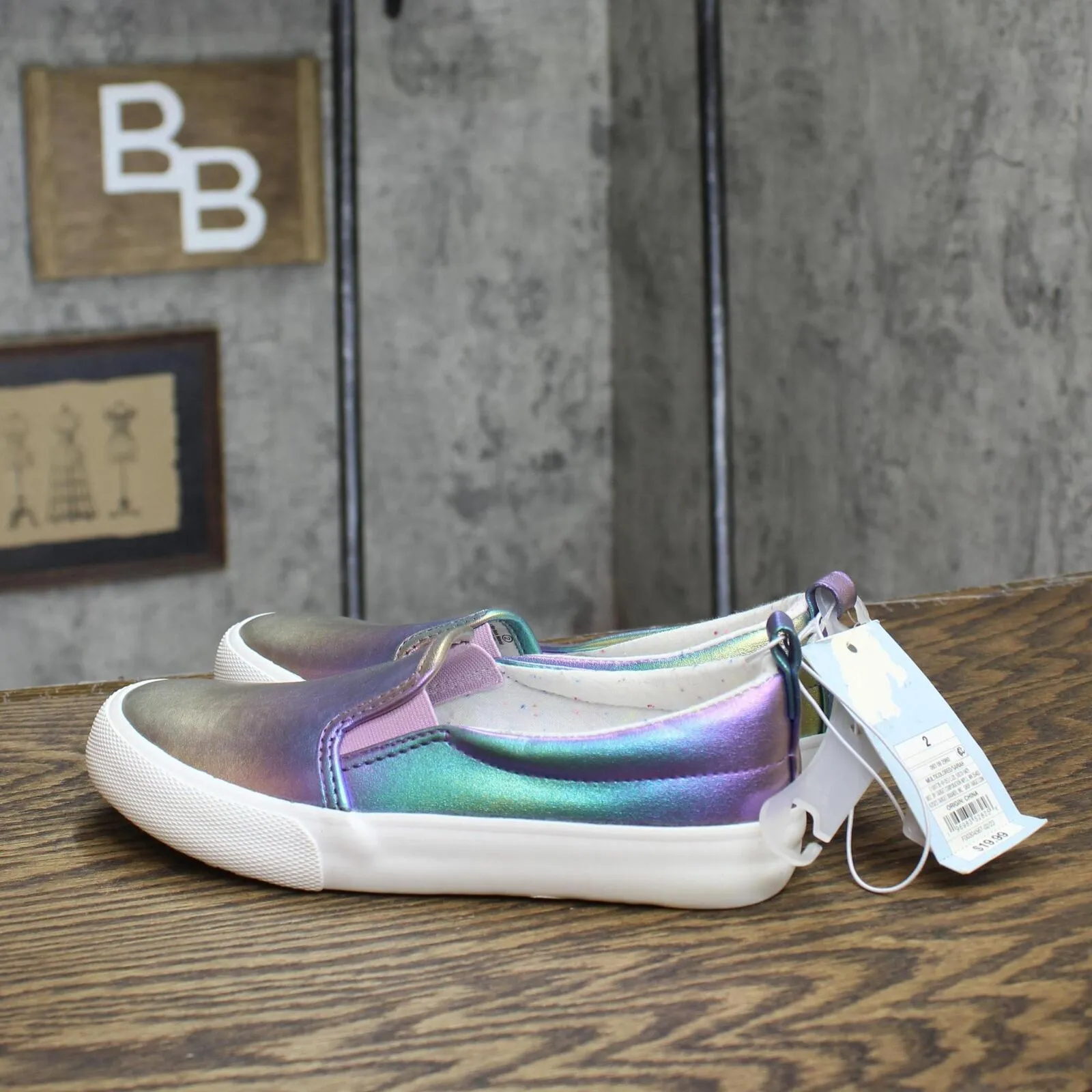 Cat & Jack Girls Kids Sariah Rainbow Stripes Slip-On Sneakers 86795886