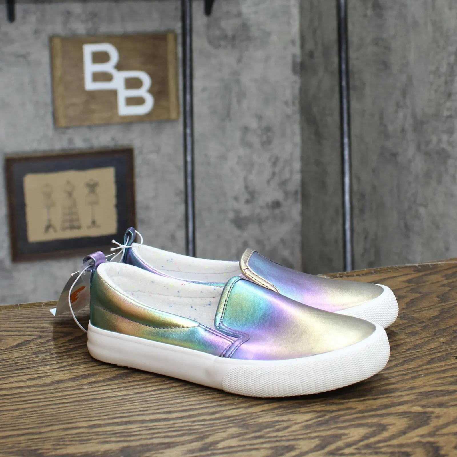 Cat & Jack Girls Kids Sariah Rainbow Stripes Slip-On Sneakers 86795886