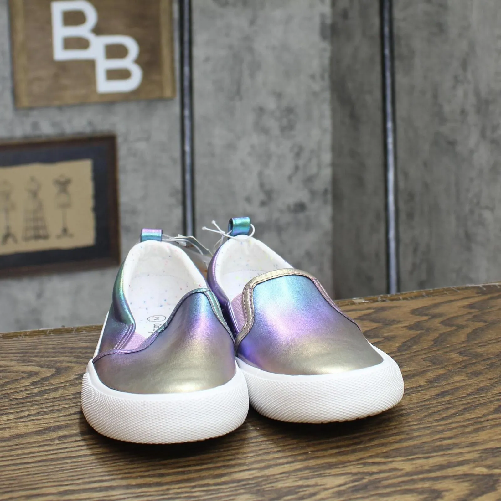 Cat & Jack Girls Kids Sariah Rainbow Stripes Slip-On Sneakers 86795886