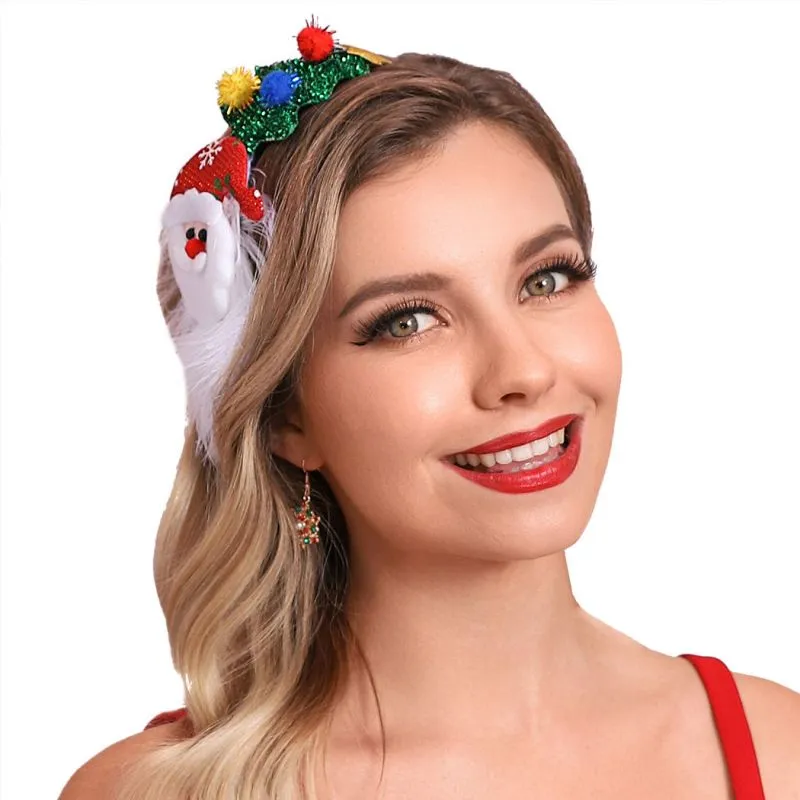 Christmas Headbands White Feather Xmas