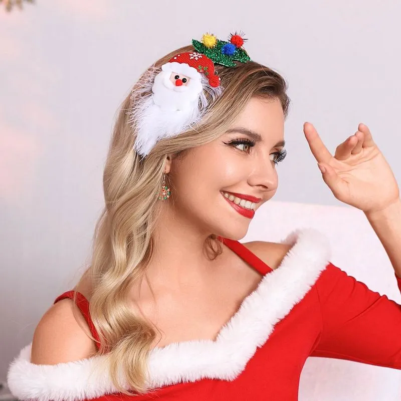 Christmas Headbands White Feather Xmas