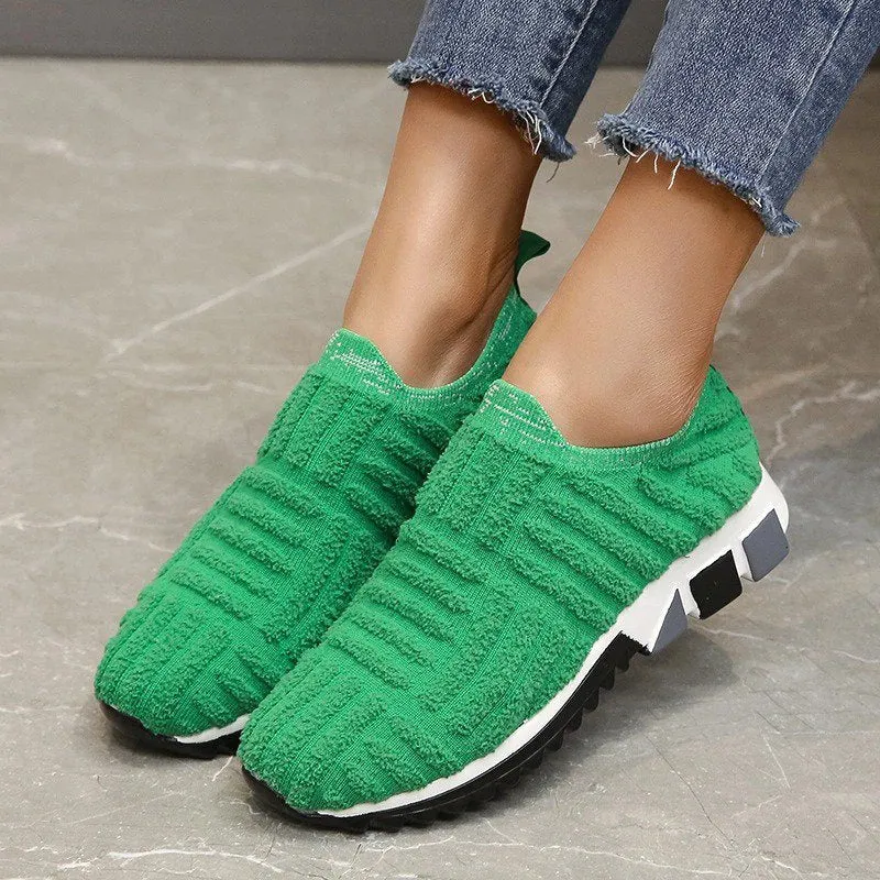 Cuzcare Women Orthopedic Shoes Knit Slip-on Comfy Leisure Sneakers