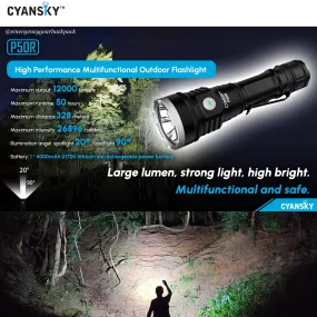 Cyansky P50R High Performance Outdoor Flashlight 12000 Lumens 328M