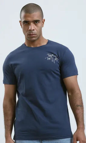 O179007 Crew Neck Navy Blue Slip On Summer Tee O179007 Crew Neck Navy Blue Slip On Summer Tee