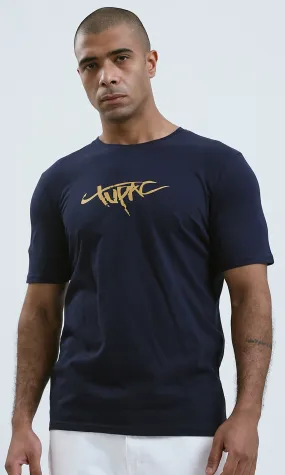 O179015 - Round Neck Short Sleeves Heather Navy Blue Tee O179015 - Round Neck Short Sleeves Heather Navy Blue Tee