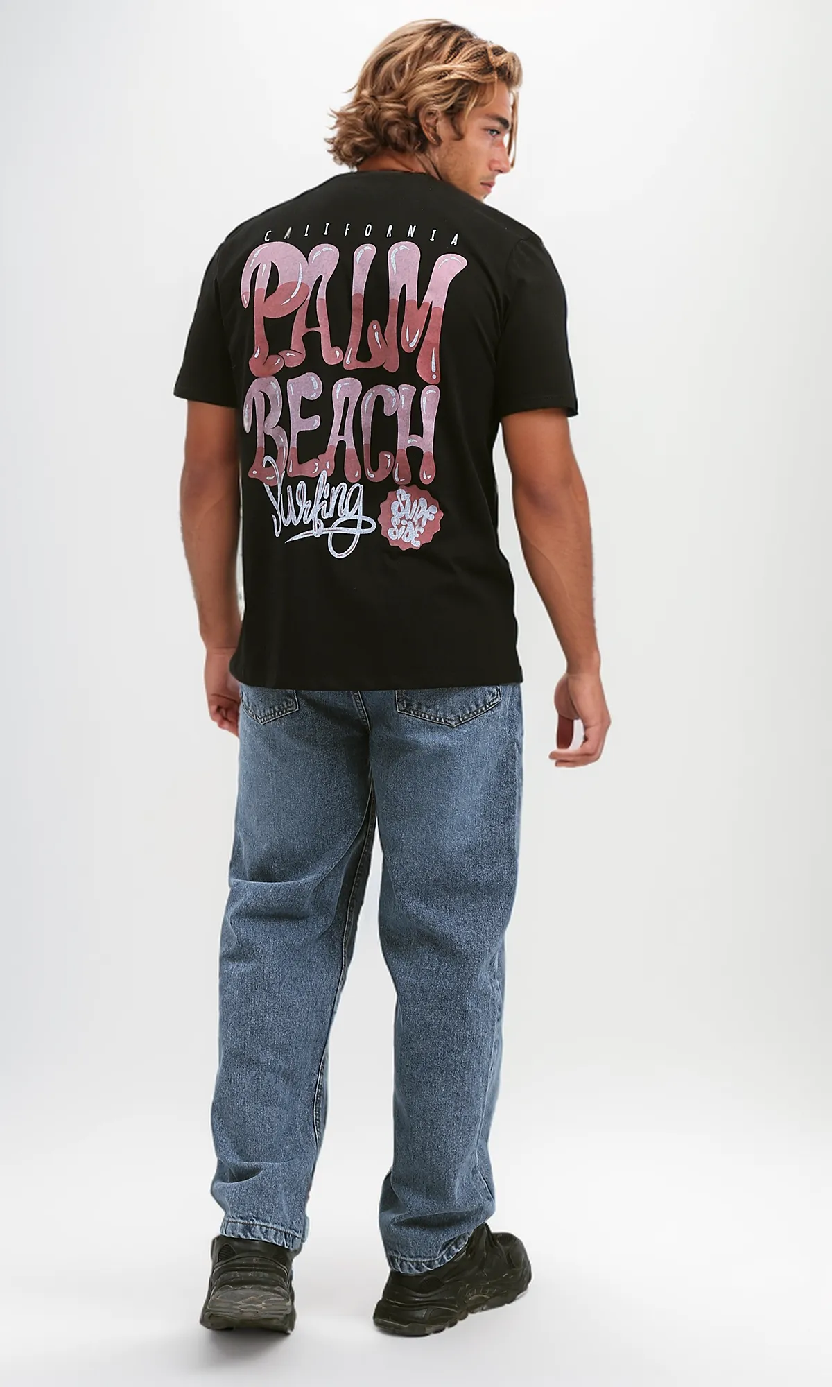 O182439 Slip On Short Sleeves Black Cotton Tee