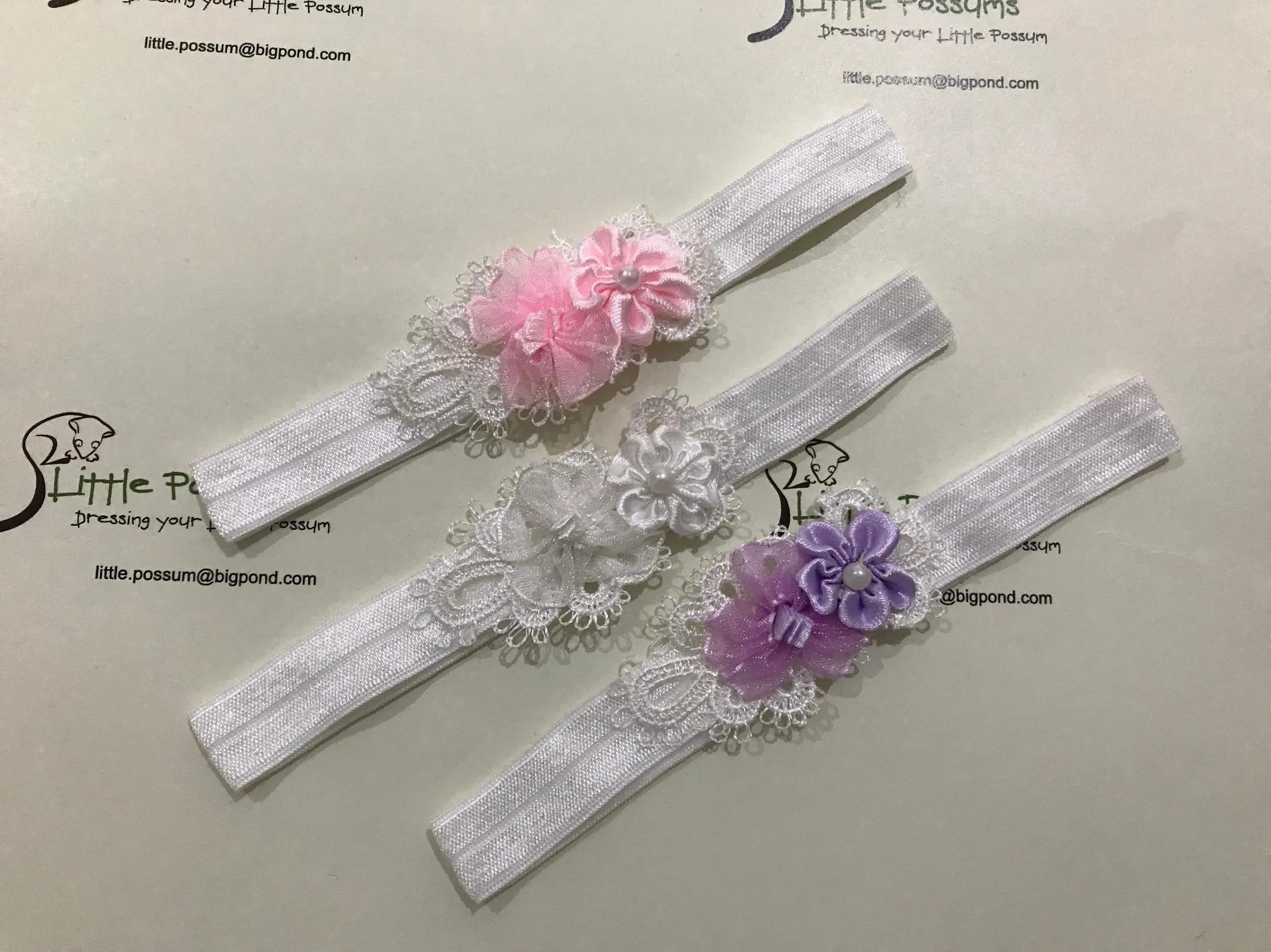 Organza/Satin Flowers Vintage Lace Headband