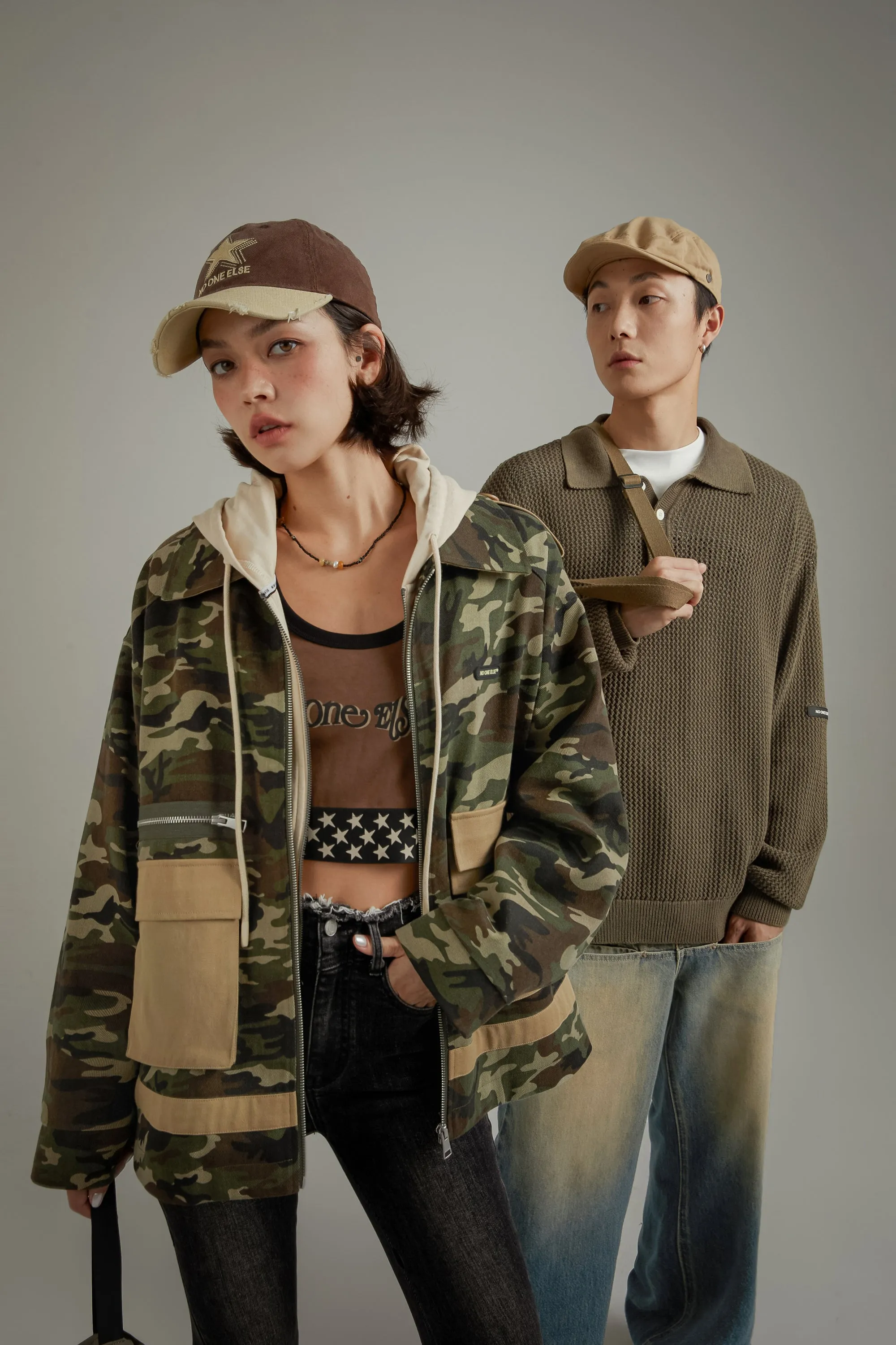 Pocket Camouflage Zip-Up Jacket