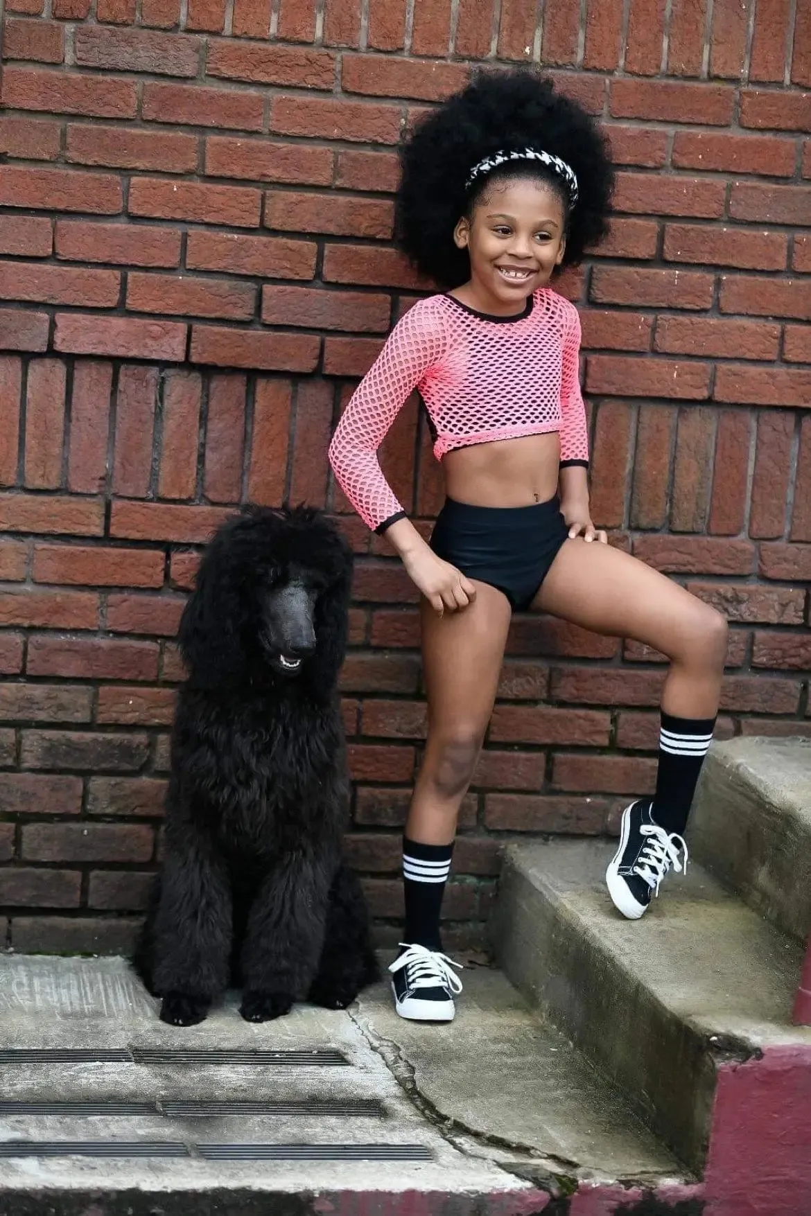 Rockstar Hot Pink and Black Mesh Two Piece Dance/Swim Set