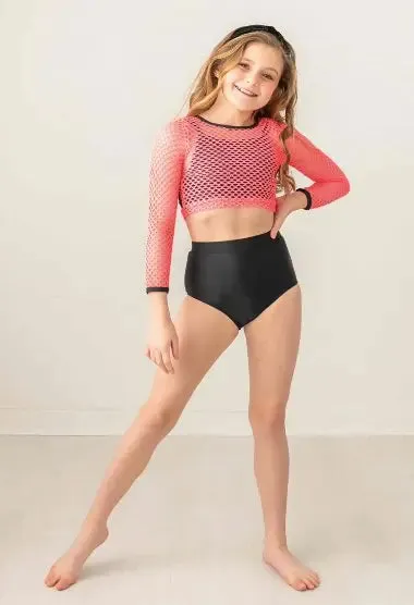 Rockstar Hot Pink and Black Mesh Two Piece Dance/Swim Set
