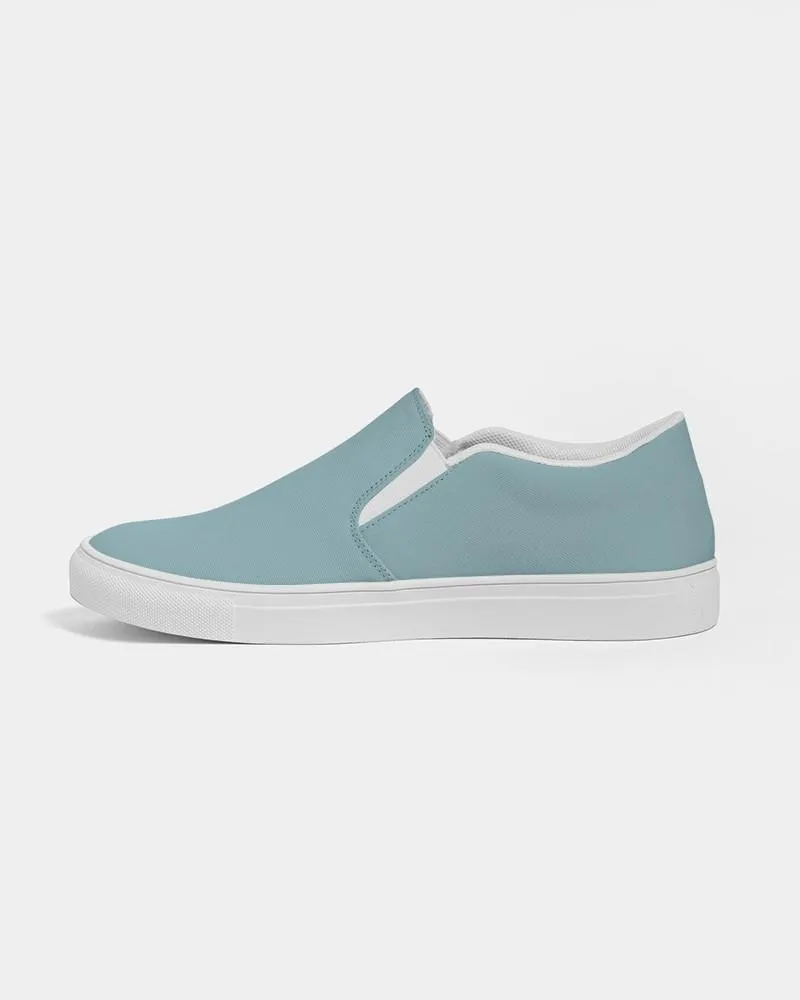 Shaded Pale Pastel Cyan Gray Slip-On Canvas Sneakers | Women's | C30M0Y8K30