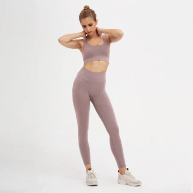 Women Sports Workout Clothes Tracksuit Sports Bra Leggings Set