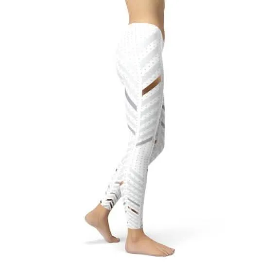 Women's Premium White Striped Performance Leggings