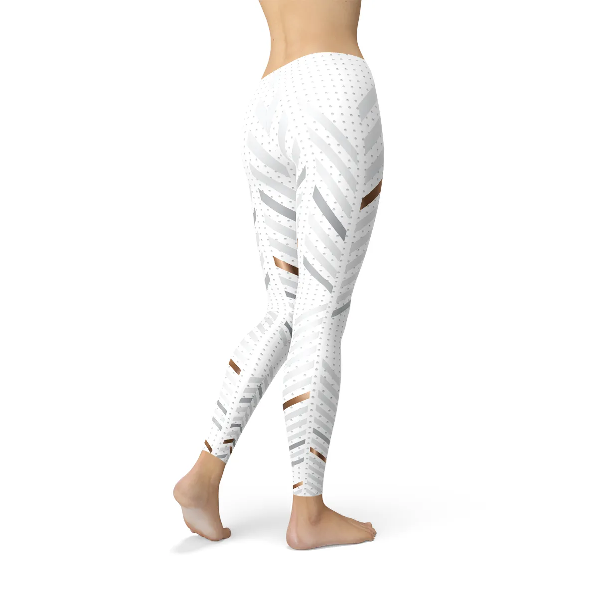 Women's Premium White Striped Performance Leggings