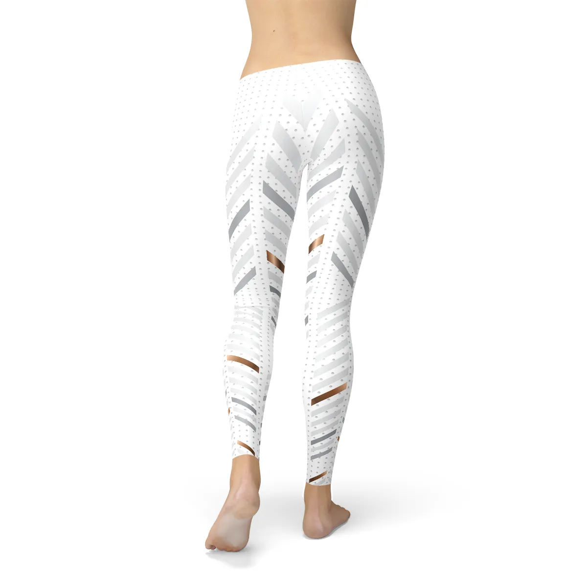 Women's Premium White Striped Performance Leggings
