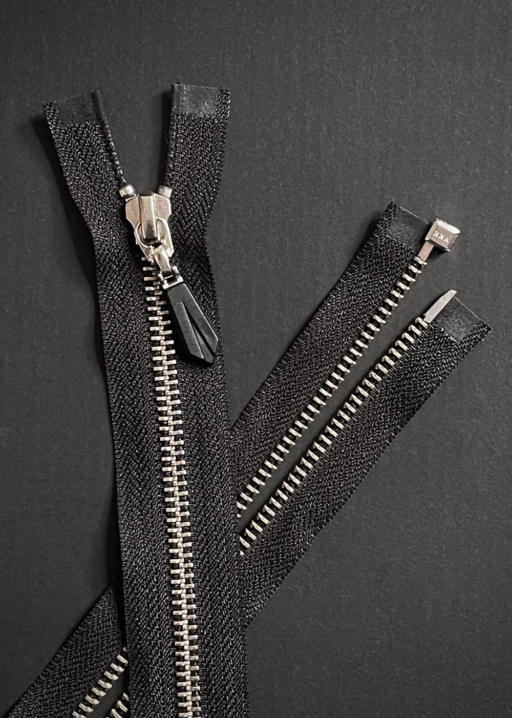 YKK, Open Ended Zip. #5 Nickel. Black