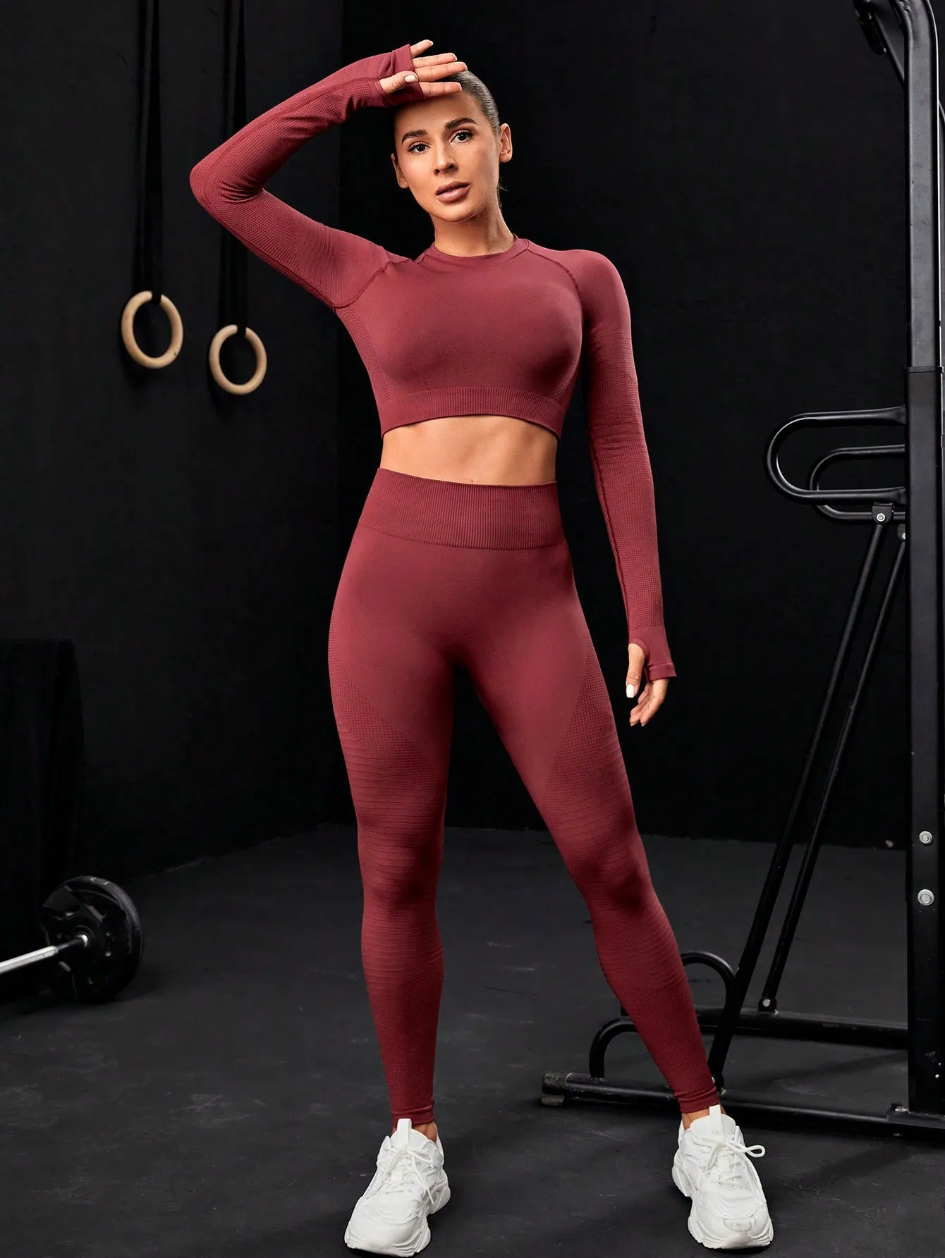 Yoga Basic Seamless Raglan Sleeve Sports Set