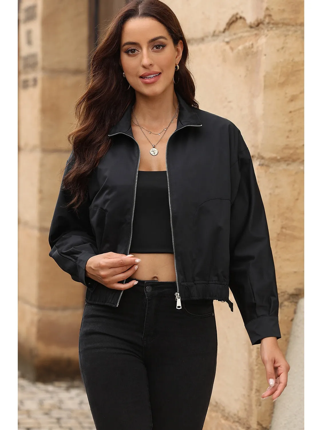 Zip-Up Collared Jacket
